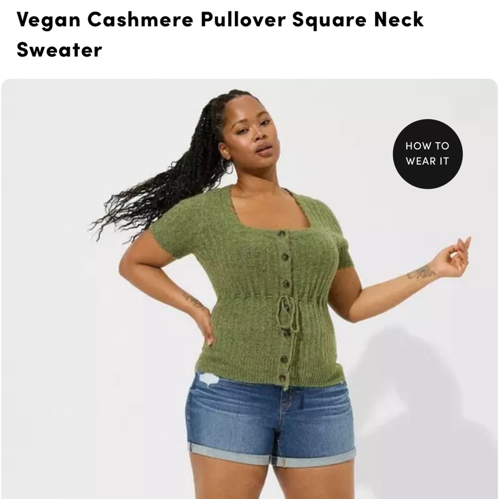 Torrid Green Vegan Cashmere Pullover Sweater